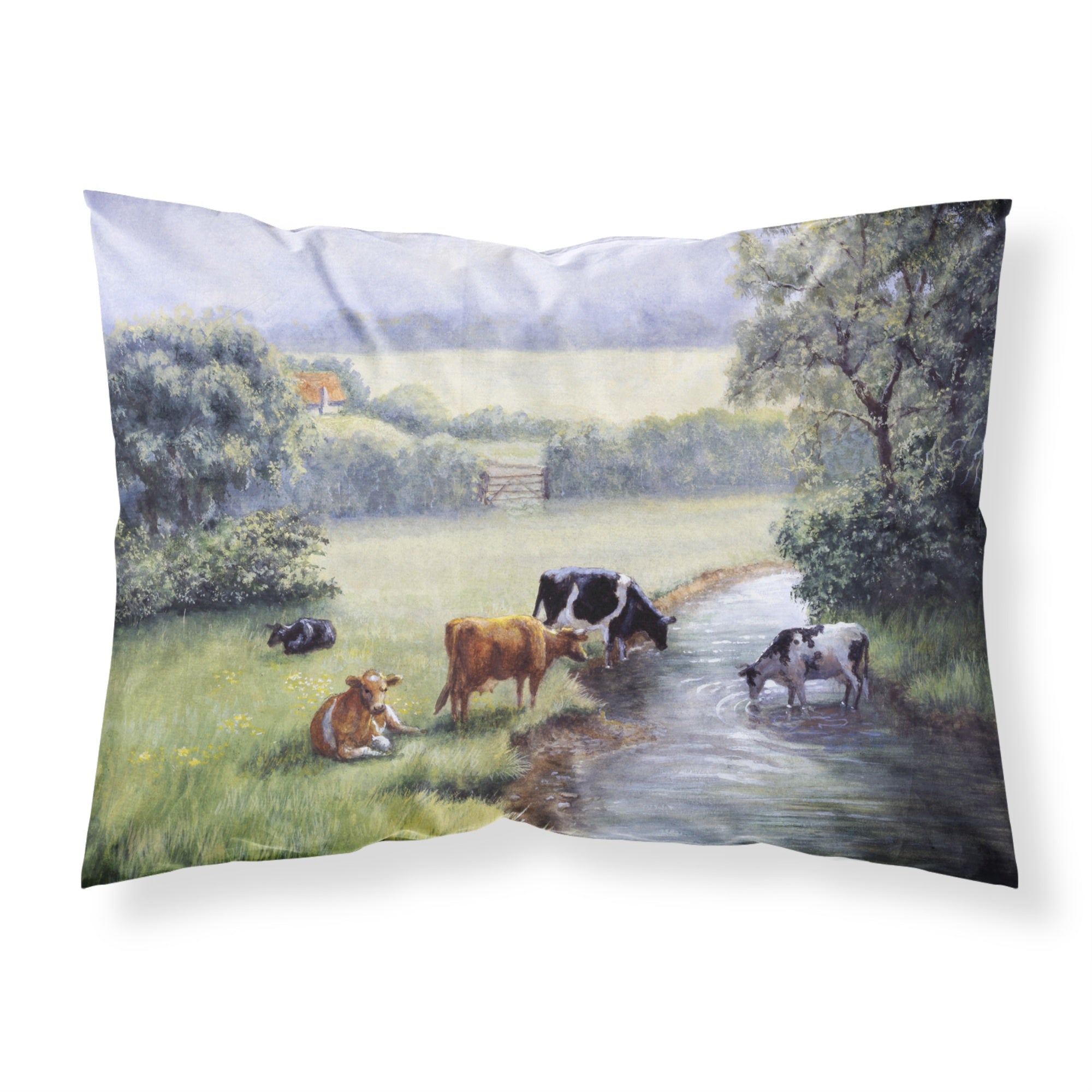 'Caroline'S Treasures Cows Drinking At The Creek Bank Fabric Standard Pillowcase Bdba0350Pillowcase, Multicolor'