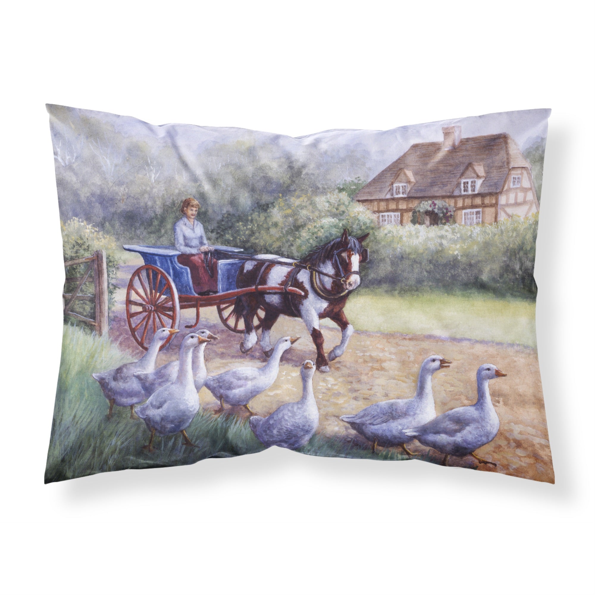 'Caroline'S Treasures Geese Crossing Before The Horse Fabric Standard Pillowcase Bdba0351Pillowcase, Multicolor'