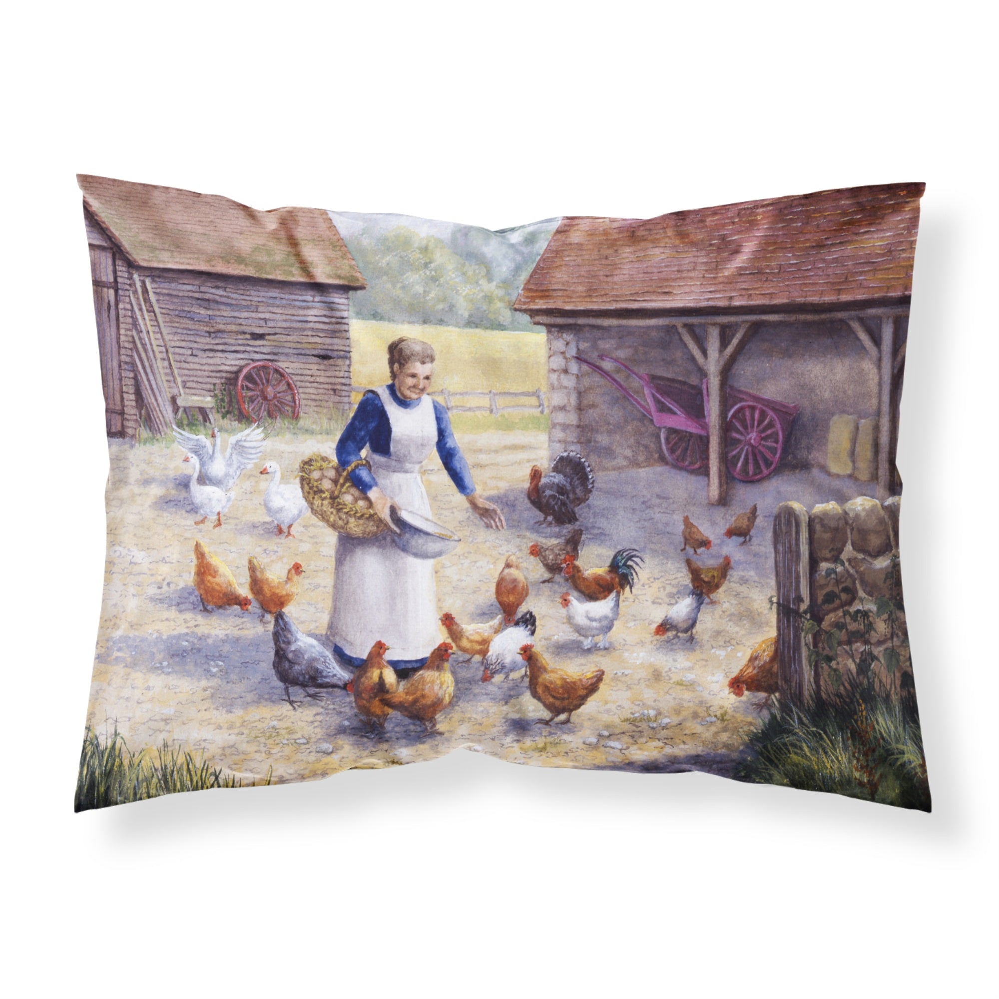 'Caroline'S Treasures Chicken Hen Feeding Time Fabric Standard Pillowcase Bdba0352Pillowcase, Multicolor'