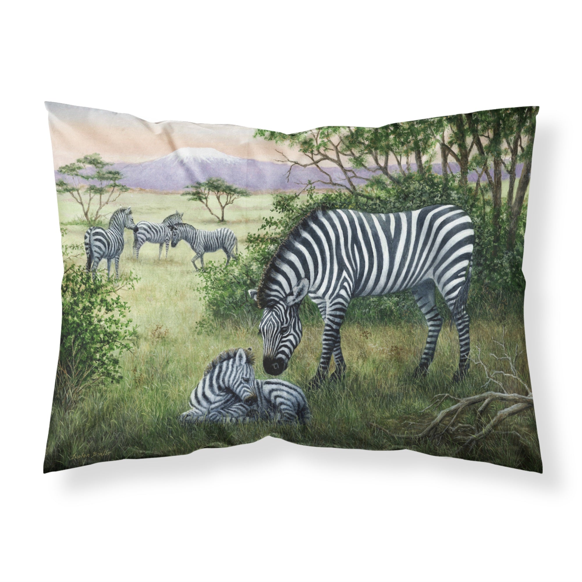 'Caroline'S Treasures Zebras In The Field With Baby Fabric Standard Pillowcase Bdba0385Pillowcase, Multicolor'