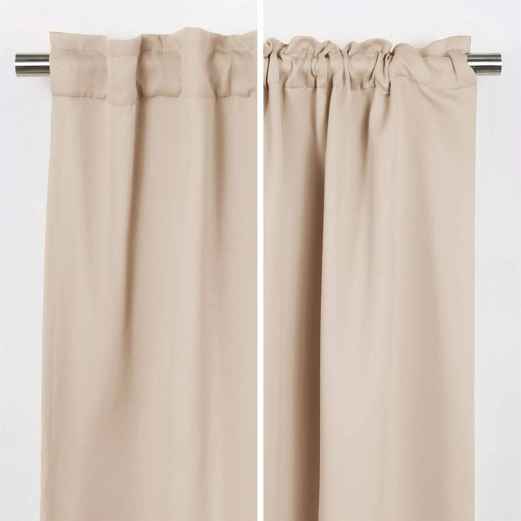 52 x 132 inch Solid Beige Cream Thermal Blackout Curtain Panels - Set of 2