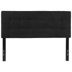 Full size Modern Box-Stitch Black Fabric Upholstered Headboard