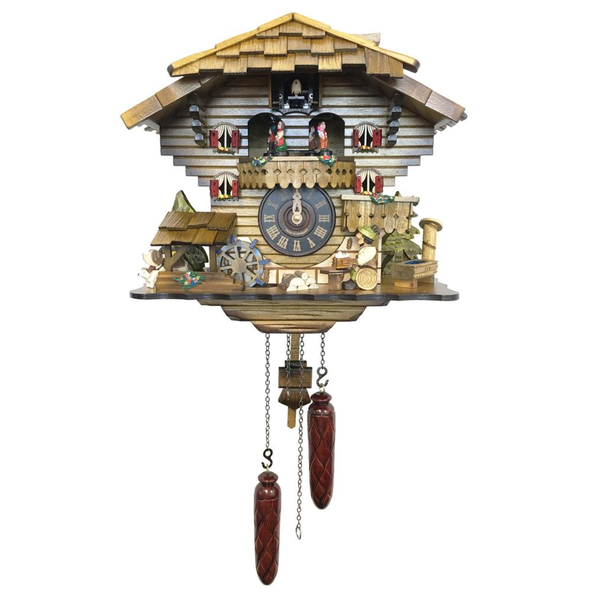 Alexander Taron Importer 490Qmt Engstler Battery-Operated Cuckoo Clock-Full Size-11.75" H X 12.5" W X 7.5", Brown