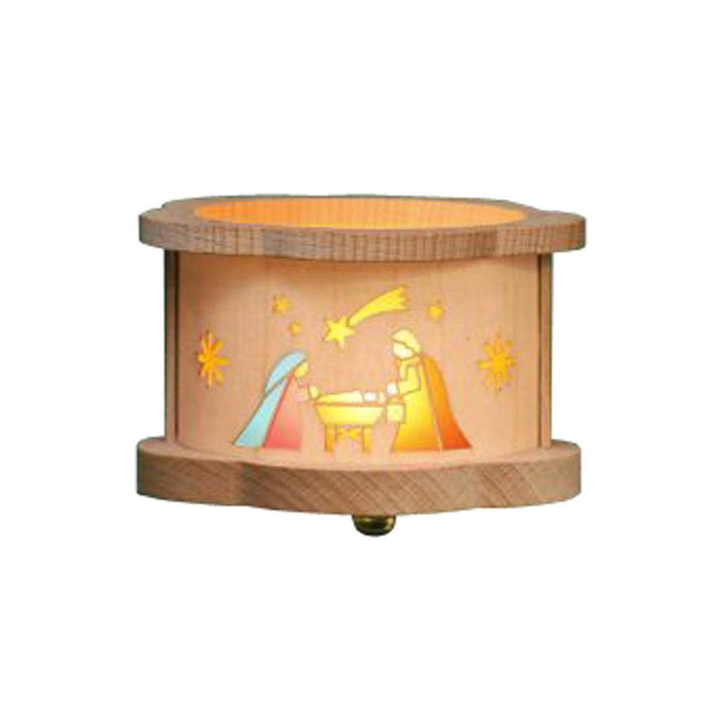 Glasser 4388 Richard Glaesser Tea Light Luminary-Nativity-2.5" H W X 3.25" D, Brown