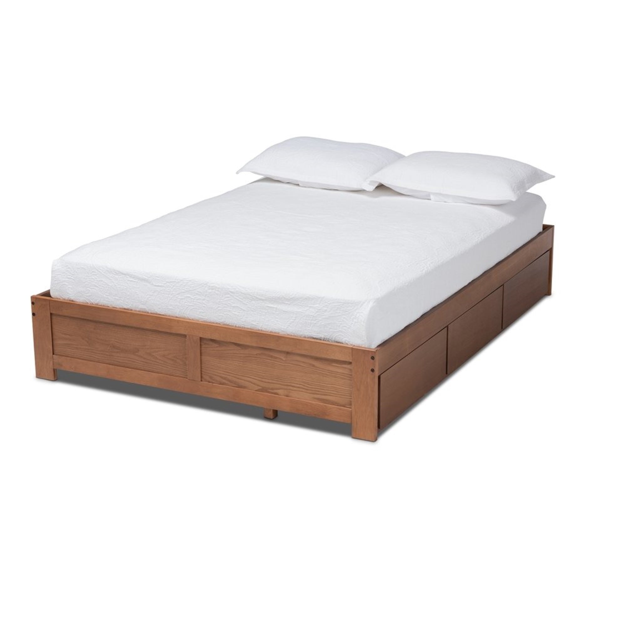 Baxton Studio Wren Modern and Contemporary Walnut Finished 3Drawer King Size Platform Storage Bed Frame