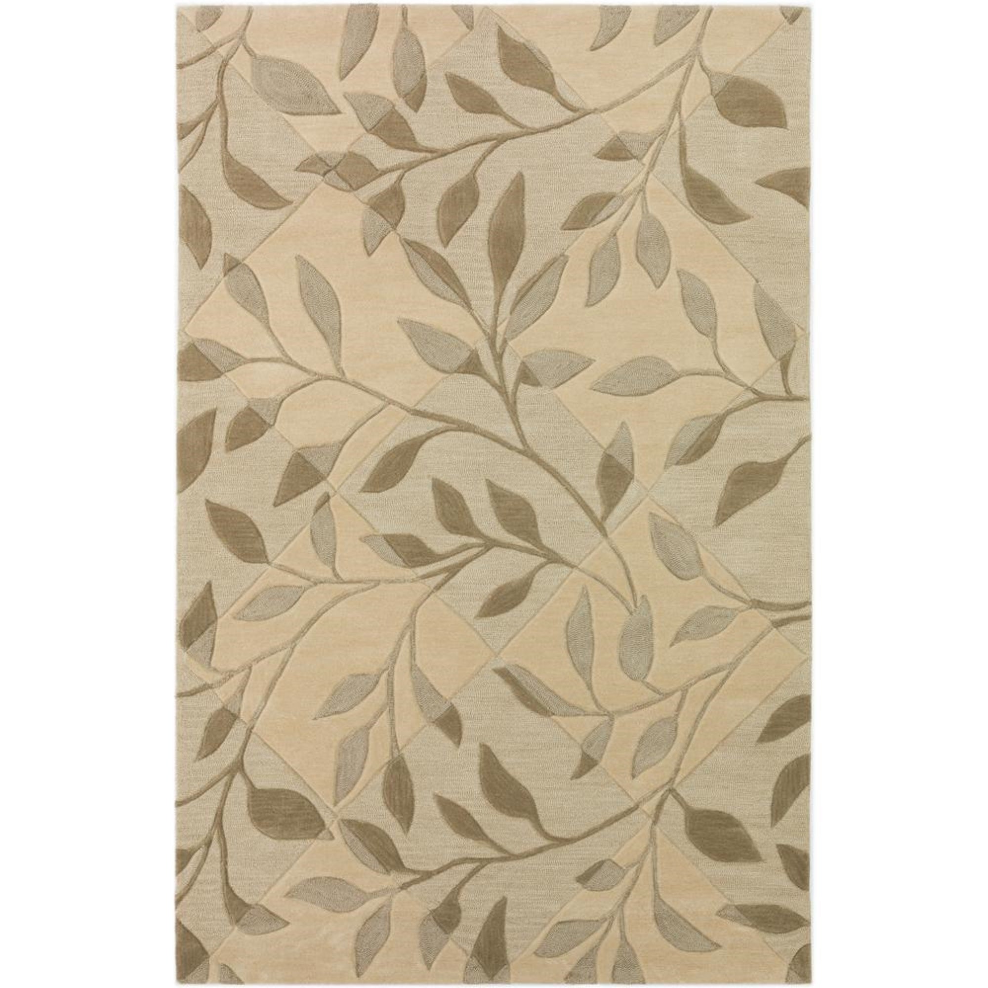 Dalyn Studio Ivory, Taupe And Khaki Vines On Subtle Diamond Pattern 5 By 7 Feet 9-Inch Area Rug