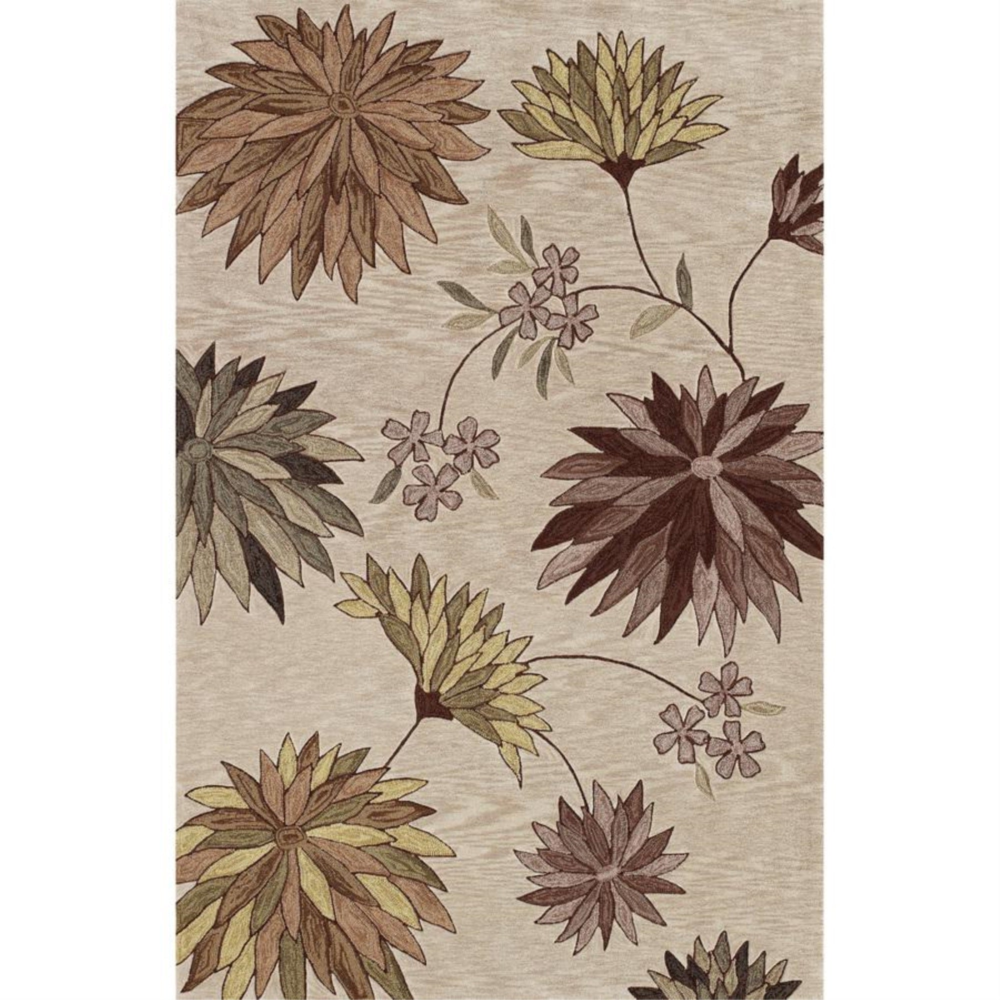 Dalyn Studio Ivory, Taupe, Celery, Mocha Brown Star Burst Floral Motif 5 By 7-Feet 9-Inch Area Rug