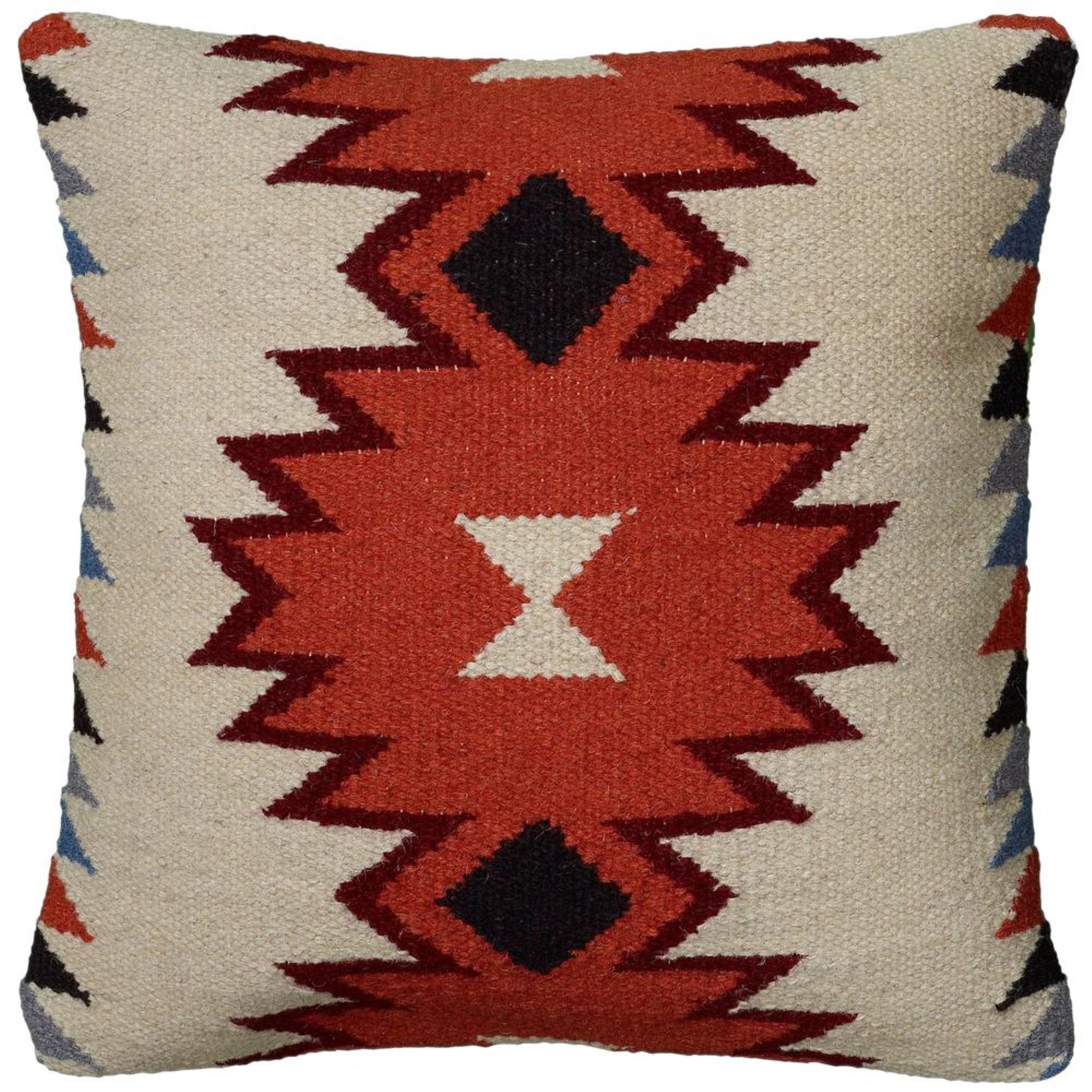 Rizzy Home | T05821 | Poly Fill Decorative Pillow | 18"x18" Neutral/Black/Orange Medallion