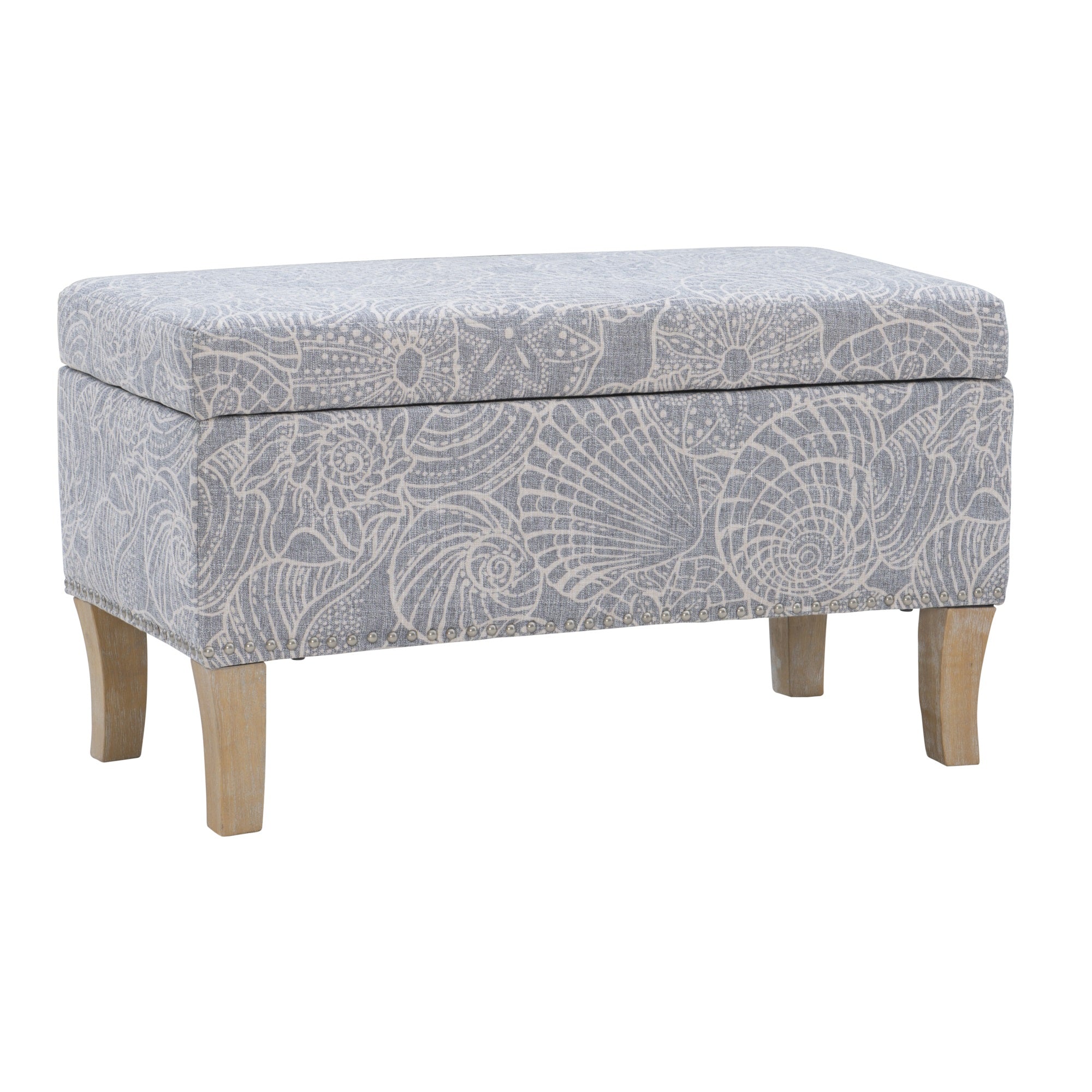 Stephanie Upholstered Storage Ottoman, Stone