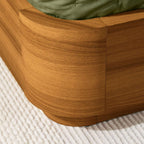 Queen Modern Wood Platform Bed Frame with Round Corners and Headboard
