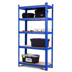 Blue Heavy Duty Metal Wood 5 Tier Adjustable Shelving Unit Garage Storage Rack