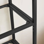Modern Black Metal Arched Top Display Rack Bookcase with 5 Glass Storage Shelves