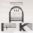 Arched Top Black Metal Display Rack Narrow Bookcase with 5 Glass Storage Shelves