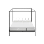 King size Black Metal Canopy Bed Frame with Headboard and Footboard
