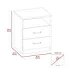 Modern 2-Drawer Nightstand End Table with Open Shelf in Black Wood Finish