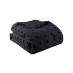 King/Cal King 3 Piece Pompom Microfiber Hypoallergenic Comforter Set in Black