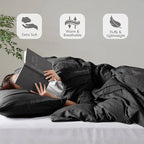 King size Pre-Washed Pleated Microfiber Comforter Set in Black