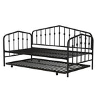 Twin size Modern Industrial Black Metal Daybed with Trundle Bed Frame