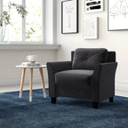 Black Microfiber Upholstered Armchair Flared Arm Chair with Tufted Back Cushion