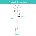 Complete Bird Feeder Set with Black Metal Stand and Bird Feeders