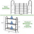Indoor/Outdoor Black Metal 3-Tier Bookcase Plant Stand Shelving Rack