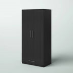 Modern Armoire Wardrobe Closet Cabinet with Storage Drawer in Black Wood Finish