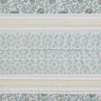 72 x 72-in Cotton Shower Curtain with Teal Blue Grey Cream White Paisley Pattern