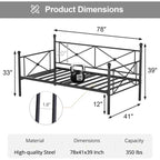 Twin size Classic Heavy Duty Metal Day Bed Frame in Black Finish