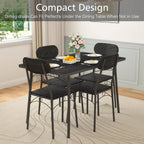 Modern 5-Piece Dining Set with Black Wood-Top Table and 4 Chairs