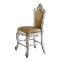 Leatherette Padded Counter Height Chair, Set of 2, White and Beige