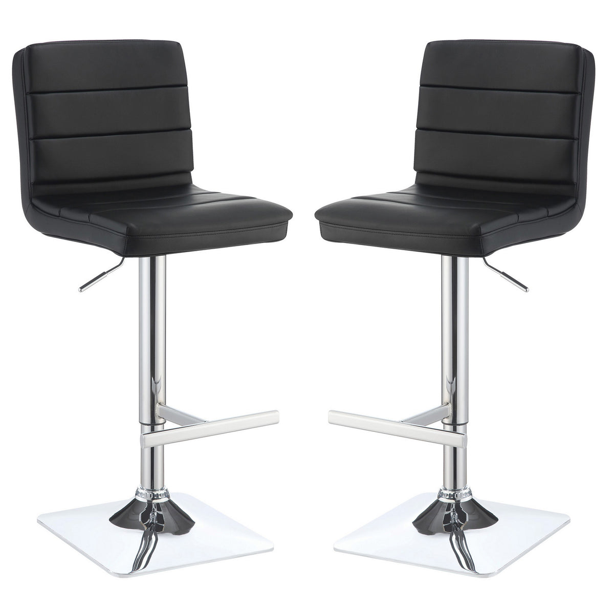Casual Armless Adjustable Bar Height Stool, Black, Set of 2
