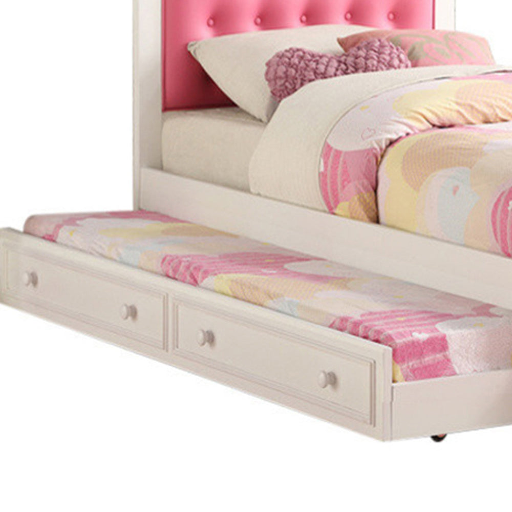Cherub Twin Size Bed With Trundle In Pink And White