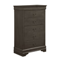 Traditional 5 Drawers Chest In Wood Dark Gray