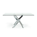 Metal and Glass Rectangular Dining Table with Entwining Legs, Silver  and Clear