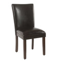 Leatherette Upholstered Wooden Armless Parson Dining Chair, Brown, Set of Two