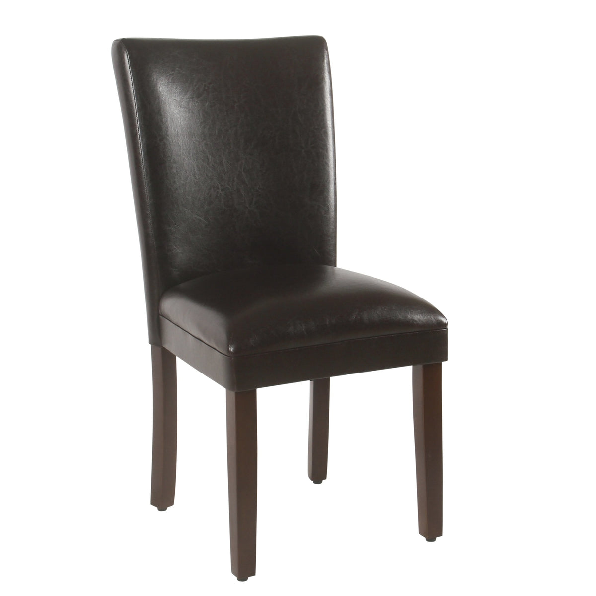 Leatherette Upholstered Wooden Armless Parson Dining Chair, Brown, Set of Two