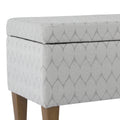Geometric Patterned Fabric Upholstered Wooden Bench with Hinged Storage, Large, Gray and Brown