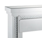 Wood And Mirror Electric Fireplace With Embedded Faux Crystals, Clear