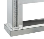 Wood And Mirror Electric Fireplace With Embedded Faux Crystals, Clear