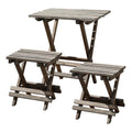 Wooden Chairs with Slated Plank Table Top and Seats,Set of 3, Brown