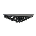 Hand Carved Wooden Moonbay Wall Shelf In Floral Design, Black