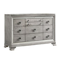 Beaded Wooden Frame Dresser with 10 Drawers, Gray and Silver