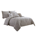 9 Piece Queen Cotton Comforter Set With Textured Floral Print, Gray