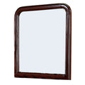 37 Inches Wooden Mirror With Curved Edges, Brown