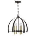 Metal Chandelier With 4 Candelabra Holders, Black And Gold