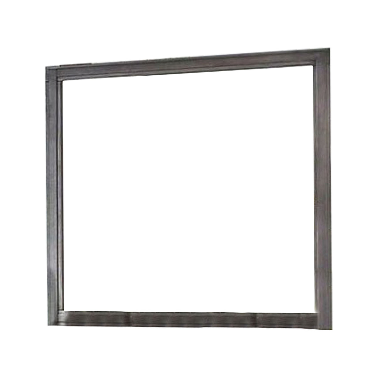 38 Transitional Style Square Wooden Frame Mirror, Gray