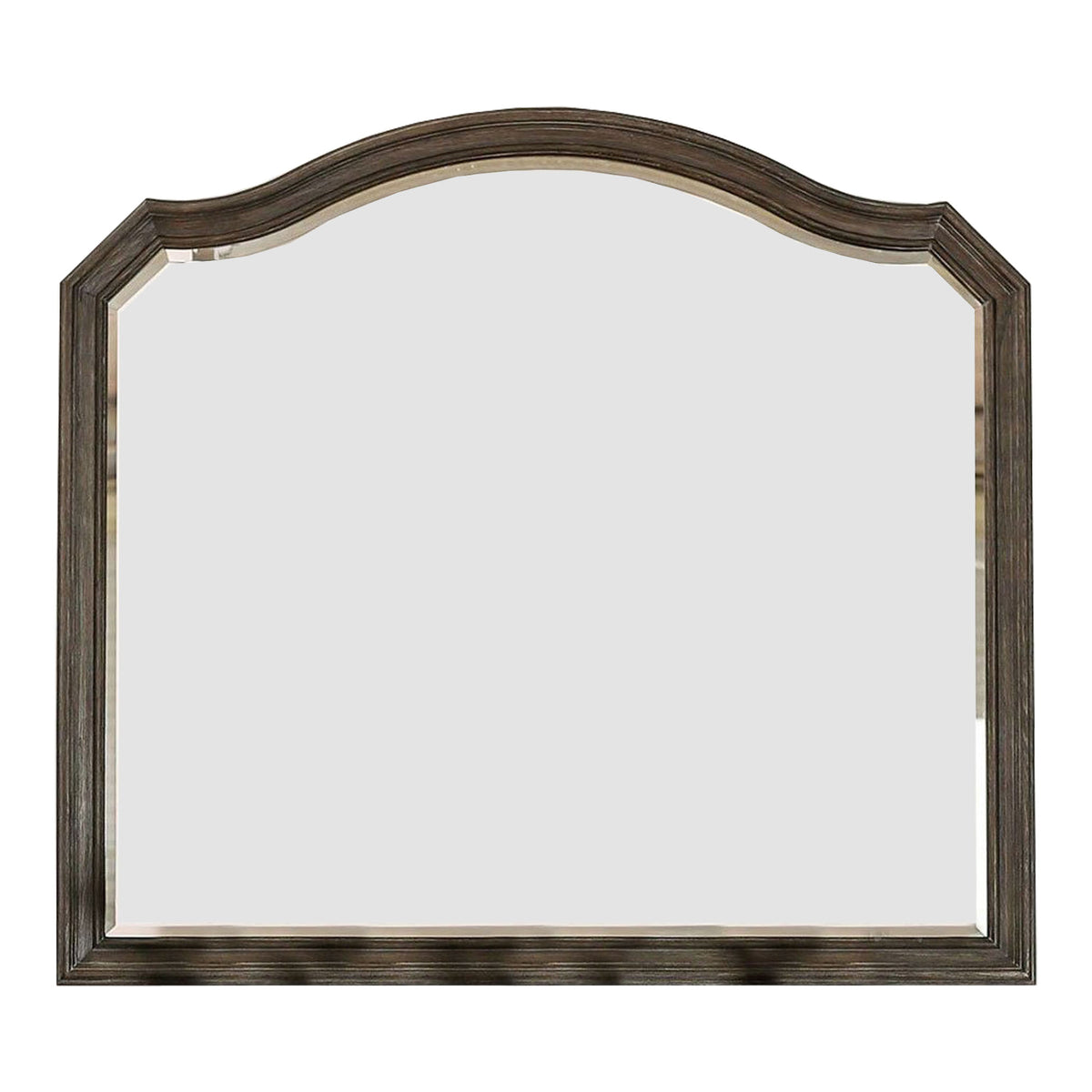 43.5 Inches Scalloped Mirror With Molded Details, Brown