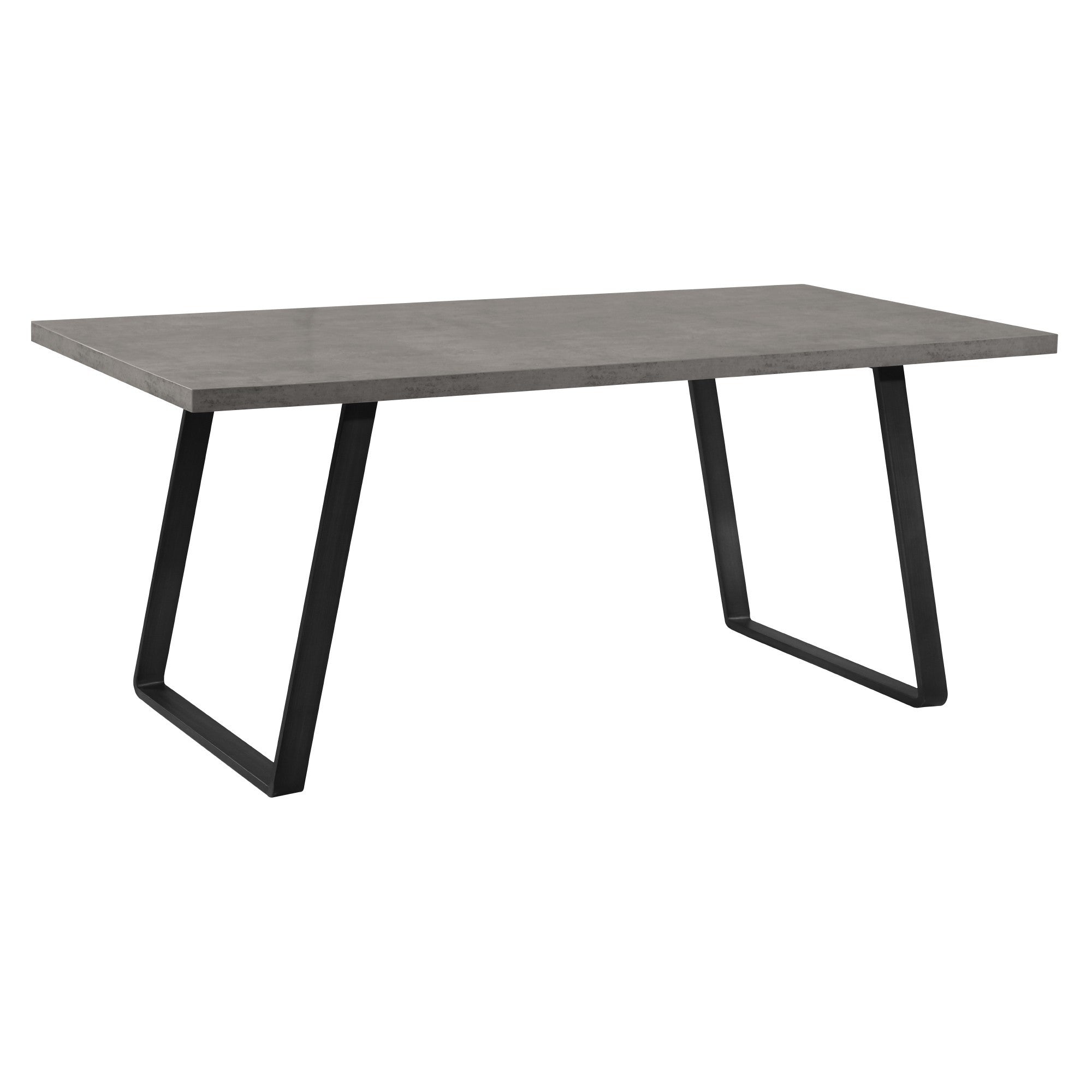 Rectangular Top Dining Table with Metal Angled Sled Base, Gray