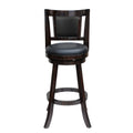 29 Inches Swivel Wooden Frame Counter Stool with Padded Back, Dark Brown