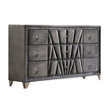 9 Drawer Fabric Frame Dresser With Tufted Accents And Acrylic Knob, Gray